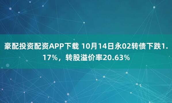 豪配投资配资APP下载 10月14日永02转债下跌1.17%，转股溢价率20.63%